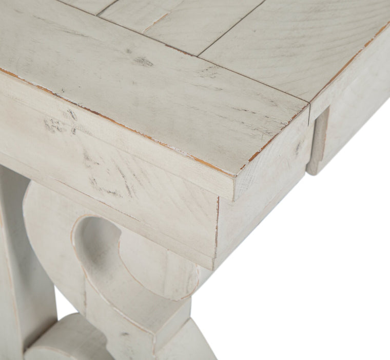 Bronwyn 50\" Traditional Sofa Table with Storage - Alabaster Pine with Scroll Design Wood Base