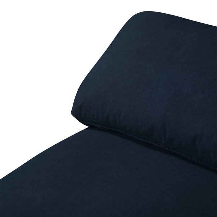 Eclipse Modular 86\" Linen-Look Fabric Loveseat with Reversible Feather Down Cushions - Navy Blue