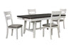 Echo 5pc Dining Table Set with Table & 4 Chairs, Storage Drawers, Trestle Base, 70\"W - White/Grey