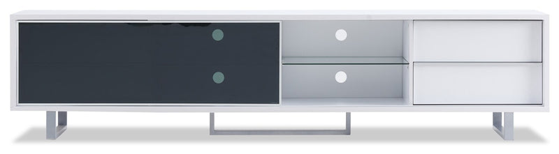 Amelia 89\" x 15.5\" Modern TV Stand with Storage and Cable Management for TVs up to 100\"- White & Black Two Tone