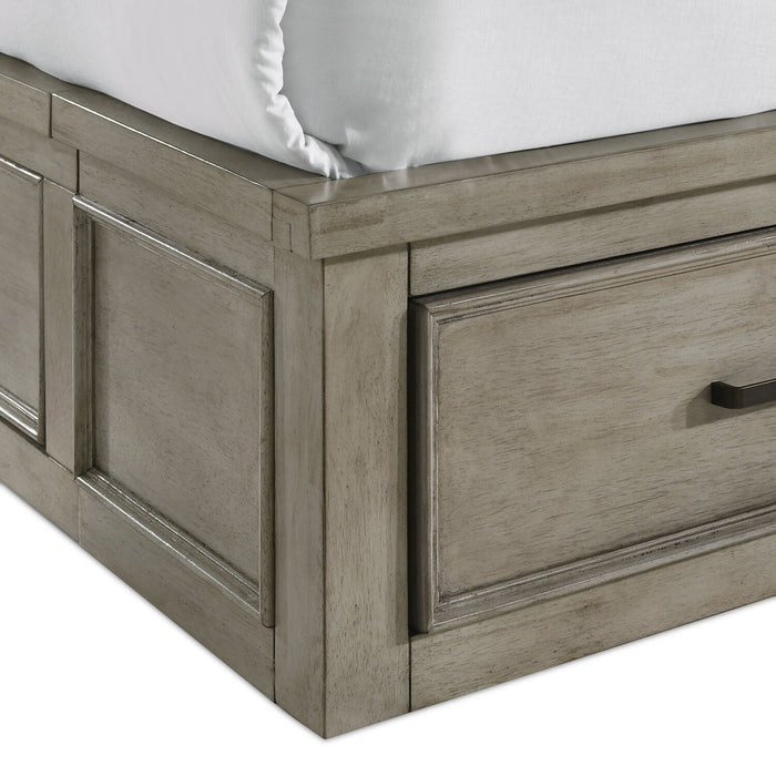 Levi Platform Storage Bed with Headboard & Frame, Wooden, Drift Grey - King Size
