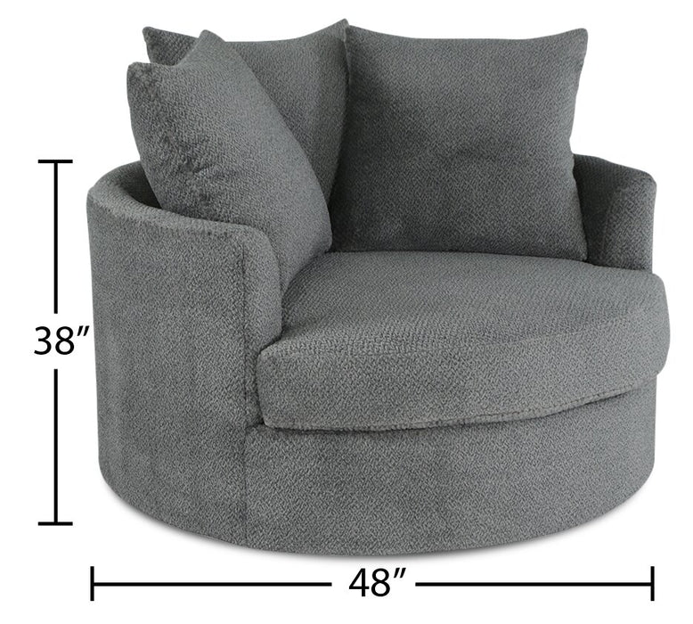 Made in Canada Grande 48\" Chenille Fabric Cuddler Accent Chair - Teddy Nightfall Grey