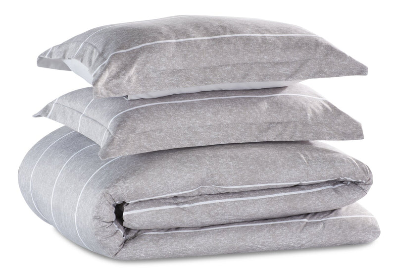 Stripes 3-Piece Full/Queen Comforter Set - Grey