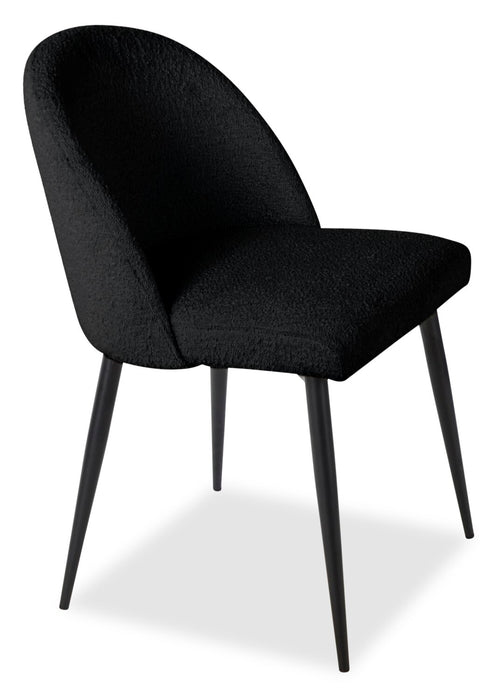 Bali Dining Chair with Boucle Fabric, Metal - Black