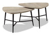 Mason 32.5\" Modern 2-Pack Nesting Coffee Tables - Taupe with Black Metal Legs