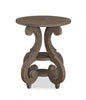 Tinley Park 22" Traditional Round End Table with Shelf - Grey-Brown Pine with Scroll Design Base|Table de bout ronde traditionnelle Tinley Park de 22 po avec tablette - pin gris-brun avec base à volutes