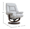 Maven 34.5" Grey Genuine Leather Stress Free Reclining Chair with Footrest and Wood and Metal Base - Grey | Fauteuil inclinable Maven antistress de 34,5 po en cuir véritable gris avec repose-pieds et base en bois et métal - gris