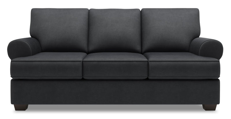 Made in Canada Customizable Sofa Lab Roll 86\" Linen-Look Fabric Sofa Bed with Rolled Arms - Pax Pepper Grey