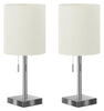 17" Nickle Metal 2-Piece Set, with Two Table Lamps and USB Charging|Ensemble 2 lampes de table de 17 po en métal nickel avec recharge USB