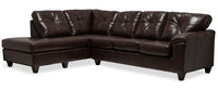 Made in Canada Addison 2-Piece Left-Facing Leather-Look Fabric Sectional with Removable Seat Cushions - Brown 