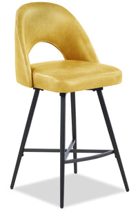 Kort & Co. Bay Counter-Height Stool with Swivel Seat & Vegan Leather Fabric, 25.5