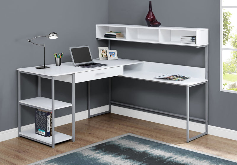 Oaklee 59\" L-Shaped Corner Office Desk with Hutch - White