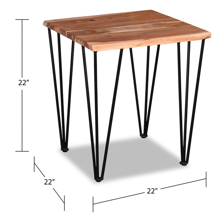 Kaleb 22\" Rustic End Table - Brown and Black with Metal Legs