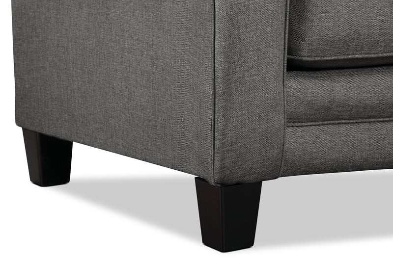 Made in Canada Tula 88\" Fabric Sofa with Rolled Arms and Accent Pillows - Steel Grey