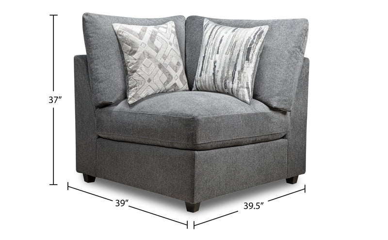 Scott Living Evolve Modular 39.5\" Linen-Look Fabric Corner Chair with Feather Down Cushions - Charcoal Grey