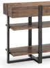 Manchester 54" Modern Sofa Table with Storage and Shelf - Brown Wood with Iron Base|Table de salon moderne Manchester de 54 po avec rangement et tablette - bois brun avec base en fer