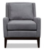 Adel Linen-Look Fabric Accent Chair - Dark Grey - Contemporary style Accent Chair in Dark Grey Plywood, Rubberwood