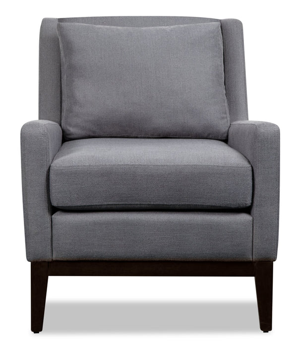 Adel 28.5\" Linen-Look Fabric Accent Chair with Wood Base - Dark Grey