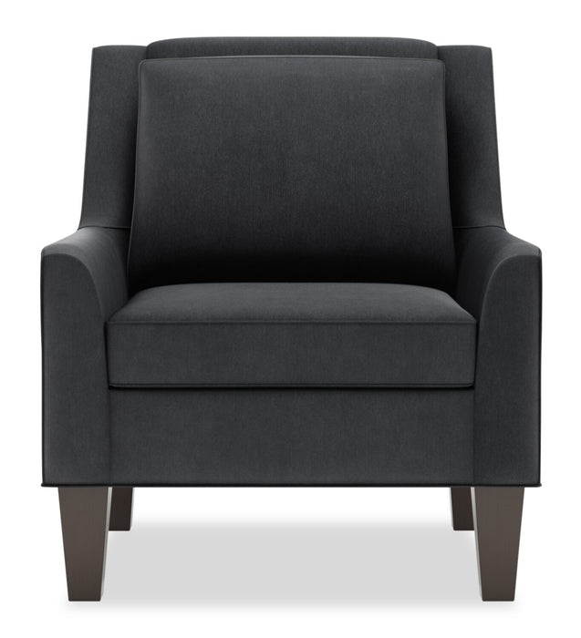 Made in Canada Sofa Lab Customizable 29\" Linen-Look Fabric Club Accent Chair with Wood Legs - Pax Pepper Grey