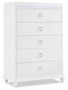 Ava Bedroom Chest of Drawers with LED Light, 5-Drawer, 40.5"W x 54.1"H, Glam - White | Commode verticale somptueuse Ava de 40,5 po (L) x 54,1 po (H) à 5 tiroirs avec éclairage à DEL pour la chambre à coucher - blanche