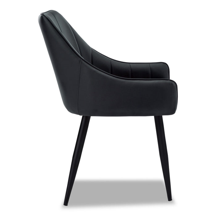Eliot Dining Chair with Vegan-Leather Fabric, Metal - Black