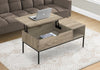Bence 42" Modern Lift Top Coffee Table with Storage - Taupe with Black Metal Legs|Table à café moderne Bence de 42 po avec dessus relevable et rangement - taupe avec pattes en métal noir