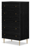 Lake Bedroom Chest of Drawers, 5-Drawer, 29\"W x 52\"H, Made in Canada, Glam - Black
