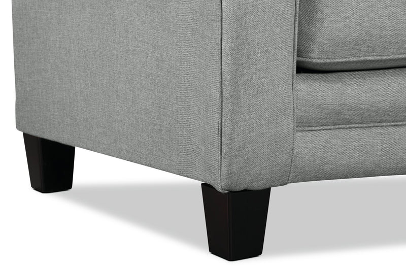 Made in Canada Tula 65\" Fabric Loveseat with Rolled Arms and Accent Pillows - Mist Grey 