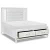 Max King Storage Bed - White - Glam style Bed in White Asian Hardwood, Medium Density Fibreboard (MDF), Plywood