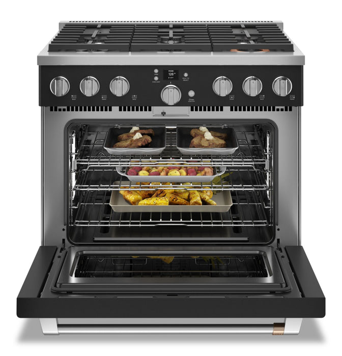 Cafe 6.2 Cu. Ft. Smart Gas Range with True European Convection and Self Clean Racks - Matte Black - CGY366P3TD1