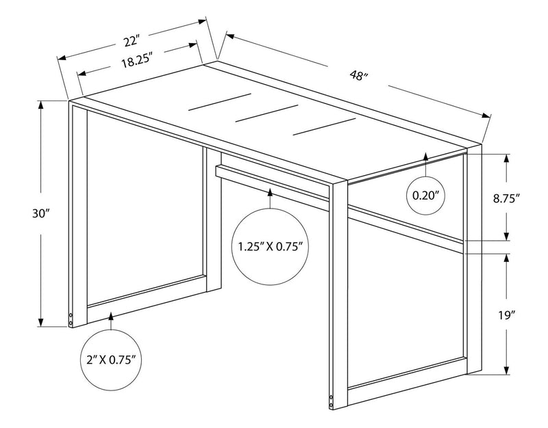 Kyle 48\" Glass-Top Office Desk - Silver