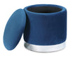 Phebe Velvet Storage Ottoman - Navy 