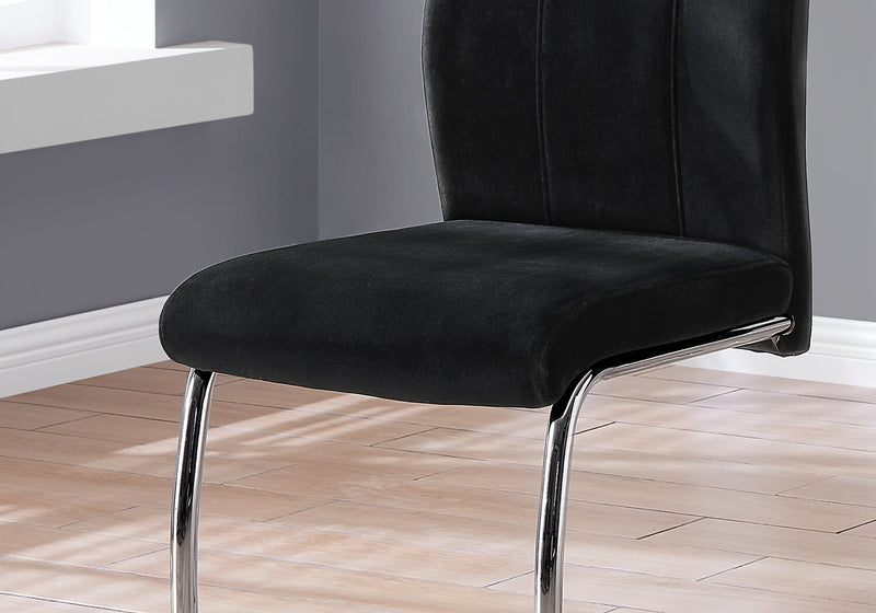 Ross Dining Chair with Velvet-Look Fabric, Metal - Black