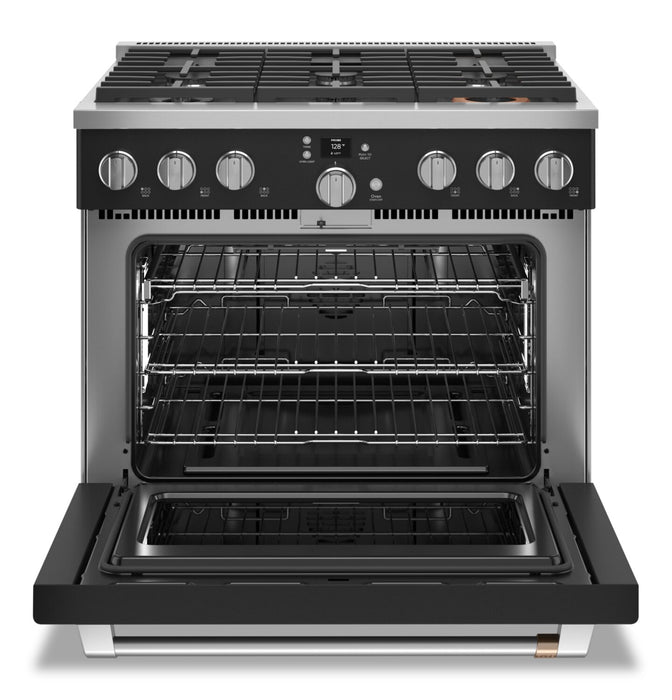 Cafe 6.2 Cu. Ft. Smart Gas Range with True European Convection and Self Clean Racks - Matte Black - CGY366P3TD1