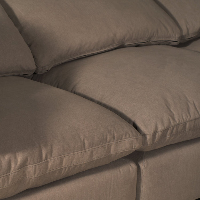 Eclipse Modular 6-Piece Linen-Look Fabric Pit Sofa Sectional with Reversible Feather Down Cushions - Slate Grey