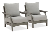 Cape Outdoor Patio Set of 2 Chairs - High Density Plastic & Nuvella Fabric , UV & Weather Resistant - Grey