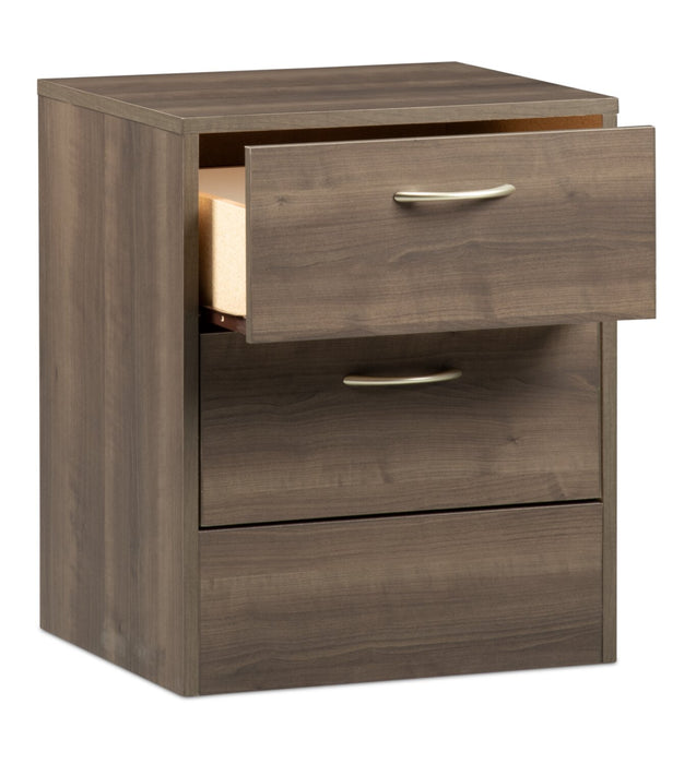 Arlo Bedside 2-Drawer Nightstand, 18.3\"W x 22\"H, Made in Canada - Grey/Brown