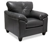 Made in Canada Addison 42\" Leather-Look Fabric Chair with Tufted Back Cushion - Grey
