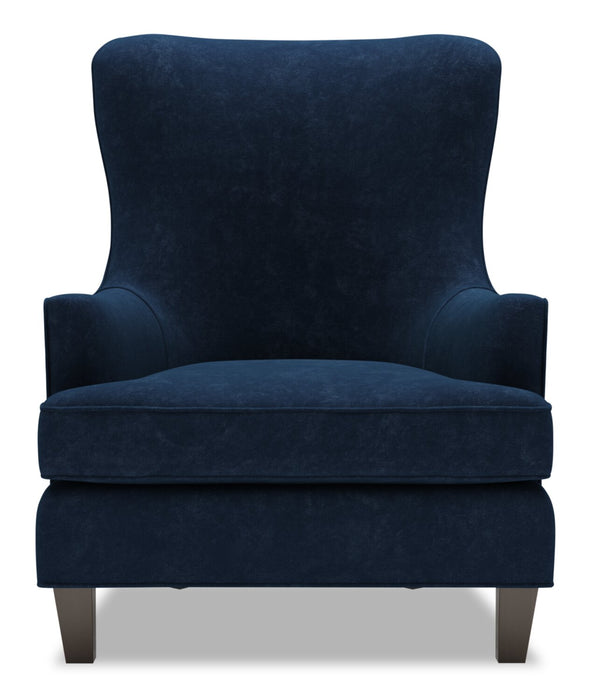Made in Canada Sofa Lab Customizable Wingback 32\" Velvet Fabric Accent Chair - Royal Blue