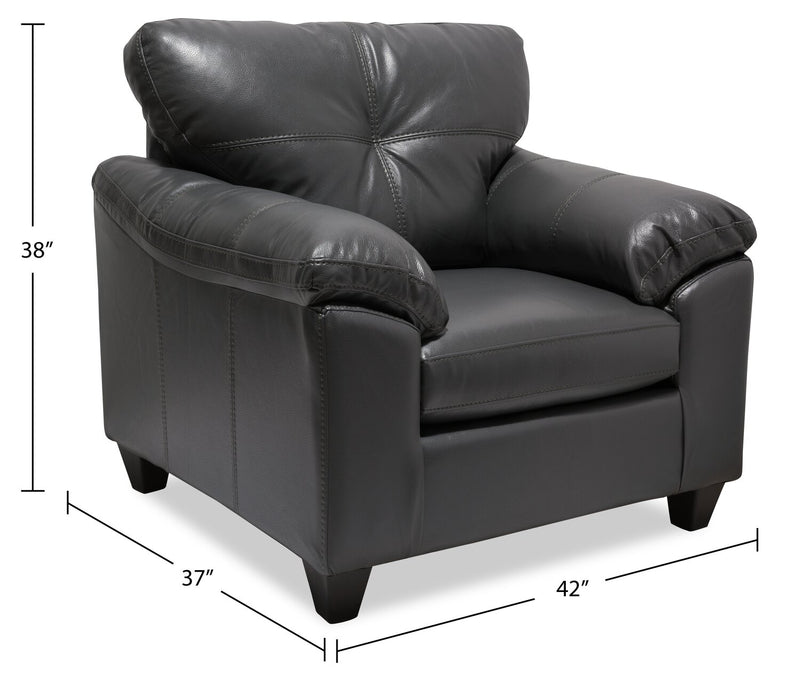 Made in Canada Addison 42\" Leather-Look Fabric Chair with Tufted Back Cushion - Grey
