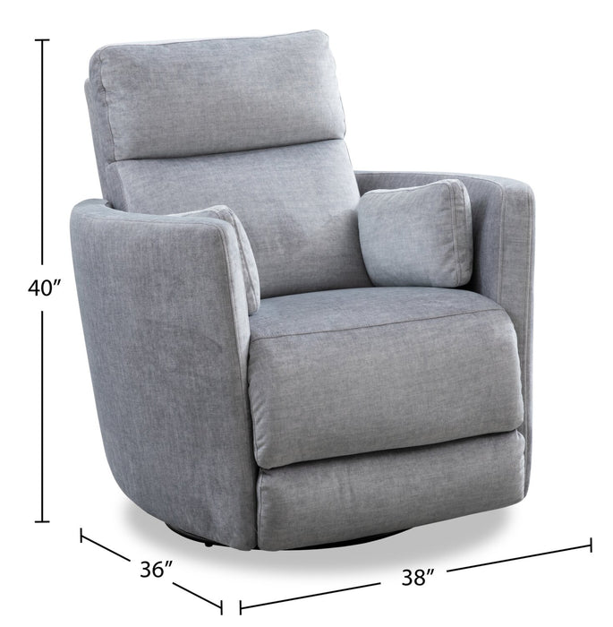 Ember 36\" Fabric Swivel Glider Reclining Chair - Silver Cotton