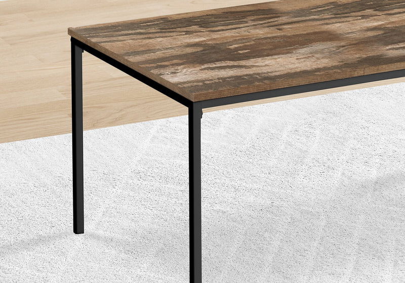 Easton 42\" Modern 3-Pack Coffee + 2 End Tables - Brown with Black Metal Legs