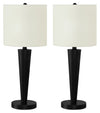 24\" Black Metal 2-Piece Set, with Two Table Lamps and USB Charging