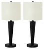 24" Black Metal 2-Piece Set, with Two Table Lamps and USB Charging|Ensemble 2 lampes de table de 24 po en métal noir avec recharge USB