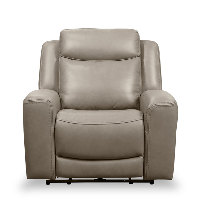Scott Living Prescott 42.5\" Genuine Leather Power Reclining Chair with Power Headrest - Grey