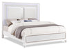 Ava Panel Bed with Headboard & Frame, LED, Glam, White - King Size | Lit à panneau Ava somptueux avec tête de lit, cadre de lit et éclairage à DEL, blanc - format très g…