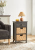 Jon 15.5" Chairside Table with 2 Baskets & Drawer - Distressed Grey|Table de fauteuil Jon de 15,5 po avec 2 paniers et tiroir - gris vieilli