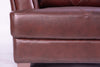 Chateau d'Ax Vita 44" 100% Genuine Leather with Diamond Pattern Stitching and Wood Legs - Brown | Meuble Vita de Château d’Ax de 44 po en cuir 100 % véritable avec coutures à motif de diamant et pattes en bois - brun