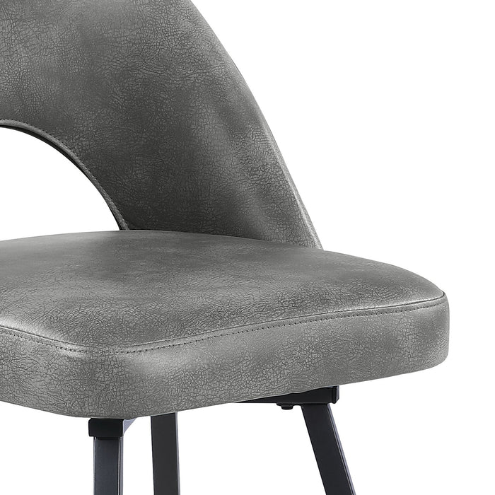 Kort & Co. Bay Counter-Height Stool with Swivel Seat & Vegan Leather Fabric, 25.5\"H, Metal - Grey