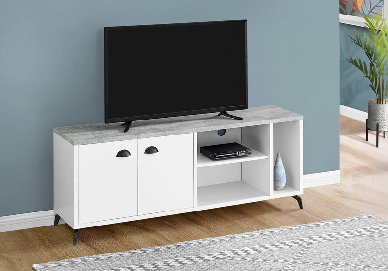 Cameron 60\" Modern TV Stand with Storage and Cable Management for TVs up to 65\"- White